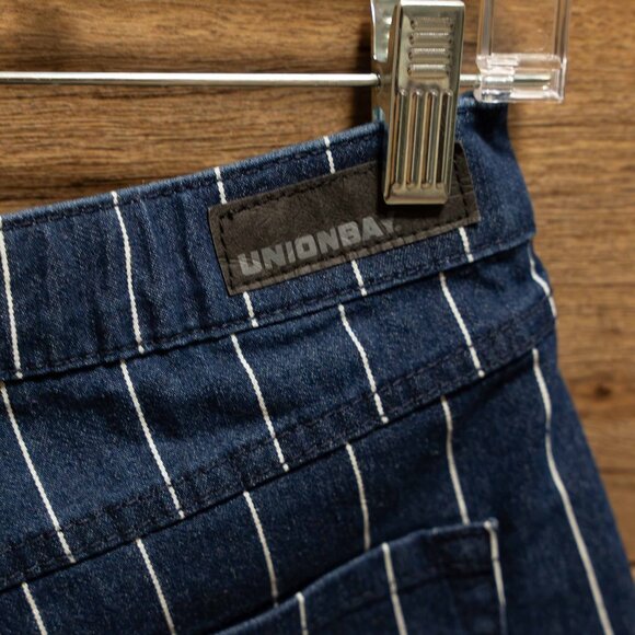 High Rise Navy and White Striped Denim Shorts - Picture 10 of 10